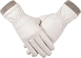 REDESS Winter Leather Gloves for Women, Wool Fleece Lined Warm Gloves, Touchscreen Texting Thick Thermal Snow Driving Gloves