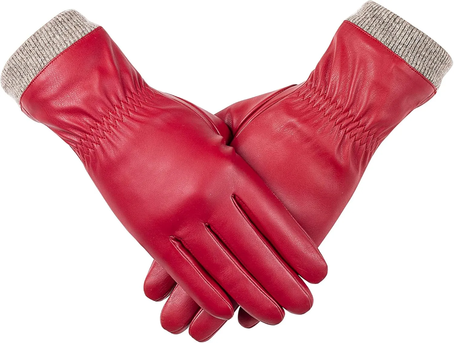 REDESS Winter Leather Gloves for Women, Wool Fleece Lined Warm Gloves, Touchscreen Texting Thick Thermal Snow Driving Gloves