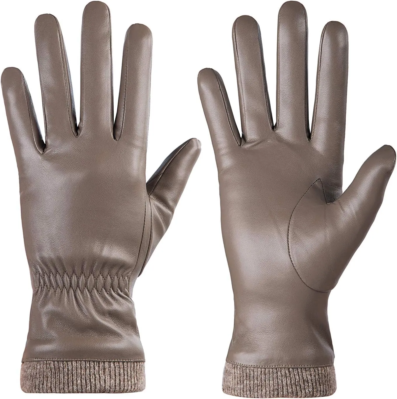 REDESS Winter Leather Gloves for Women, Wool Fleece Lined Warm Gloves, Touchscreen Texting Thick Thermal Snow Driving Gloves