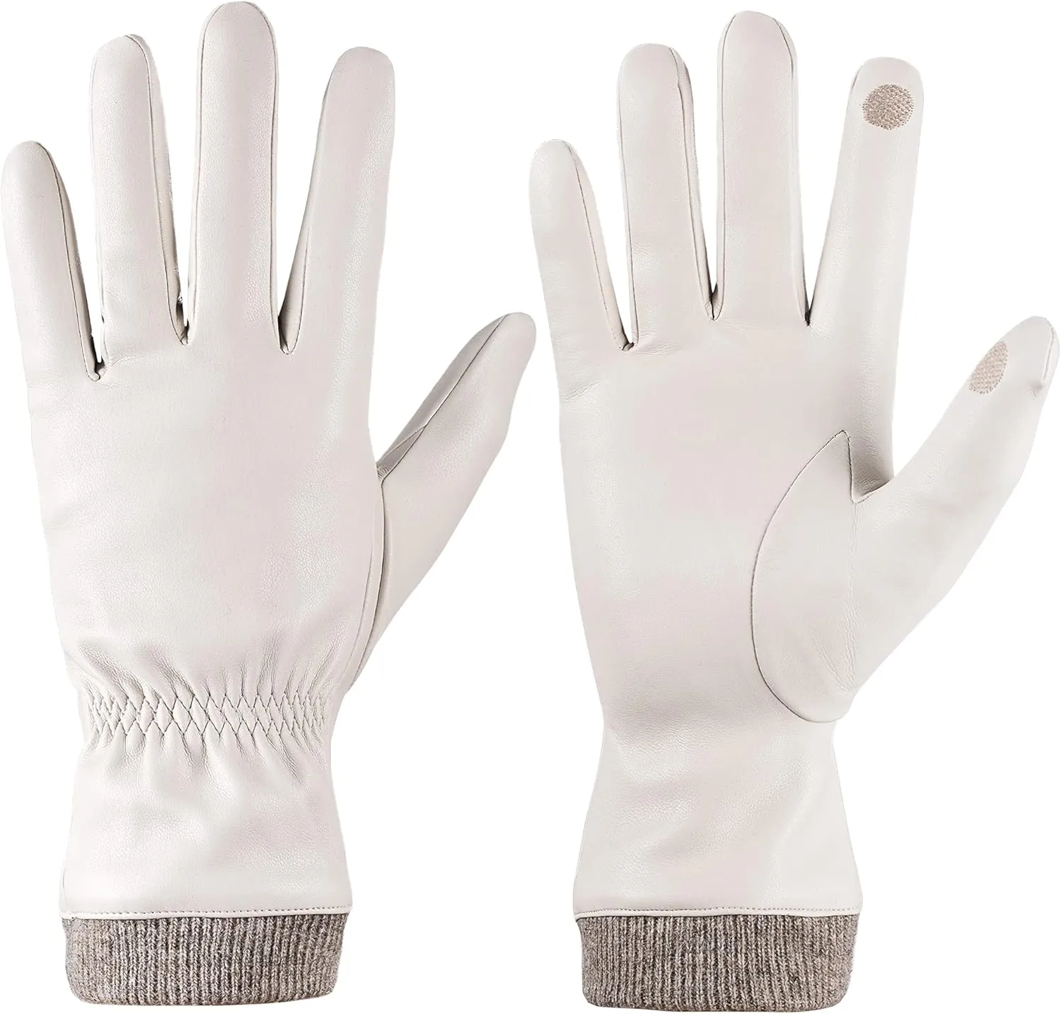 REDESS Winter Leather Gloves for Women, Wool Fleece Lined Warm Gloves, Touchscreen Texting Thick Thermal Snow Driving Gloves