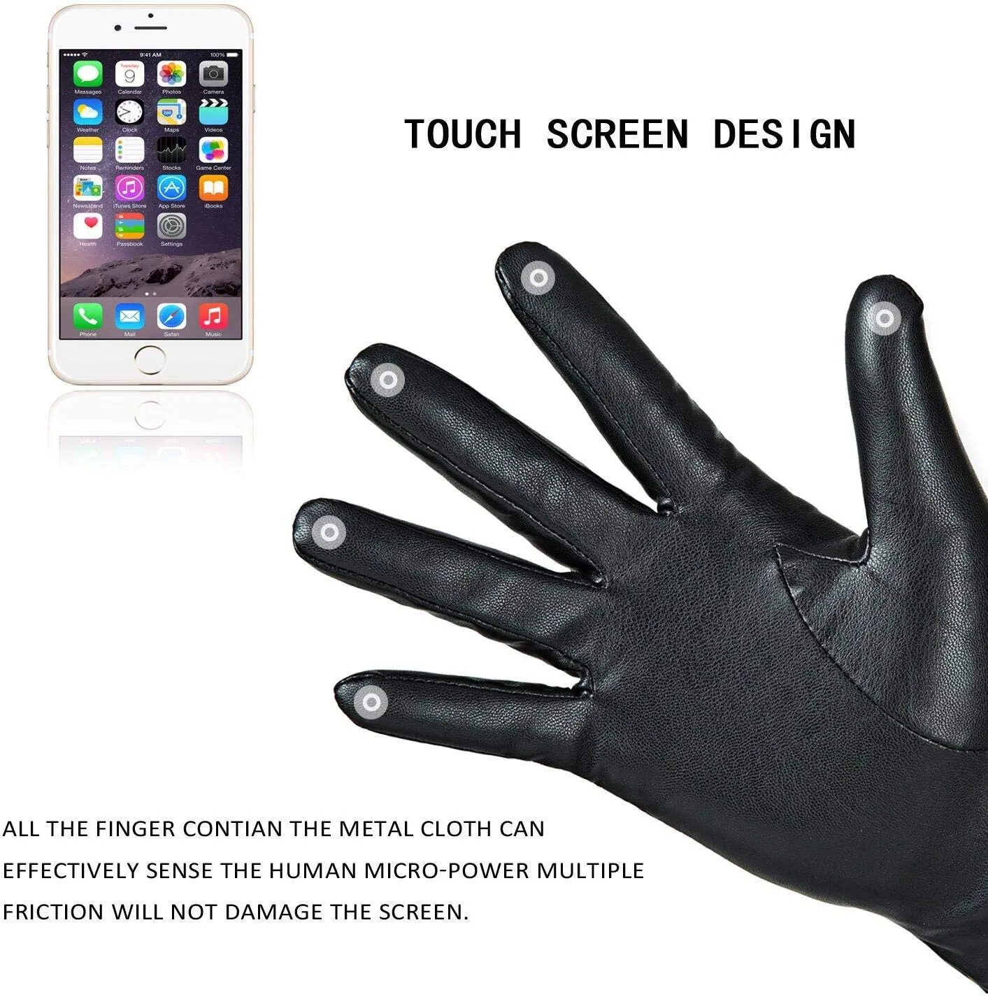 REDESS Winter Leather Gloves for Women, Wool Fleece Lined Warm Gloves, Touchscreen Texting Thick Thermal Snow Driving Gloves