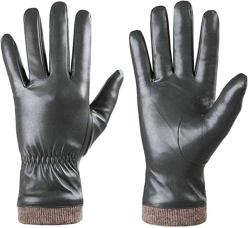 REDESS Winter Leather Gloves for Women, Wool Fleece Lined Warm Gloves, Touchscreen Texting Thick Thermal Snow Driving Gloves