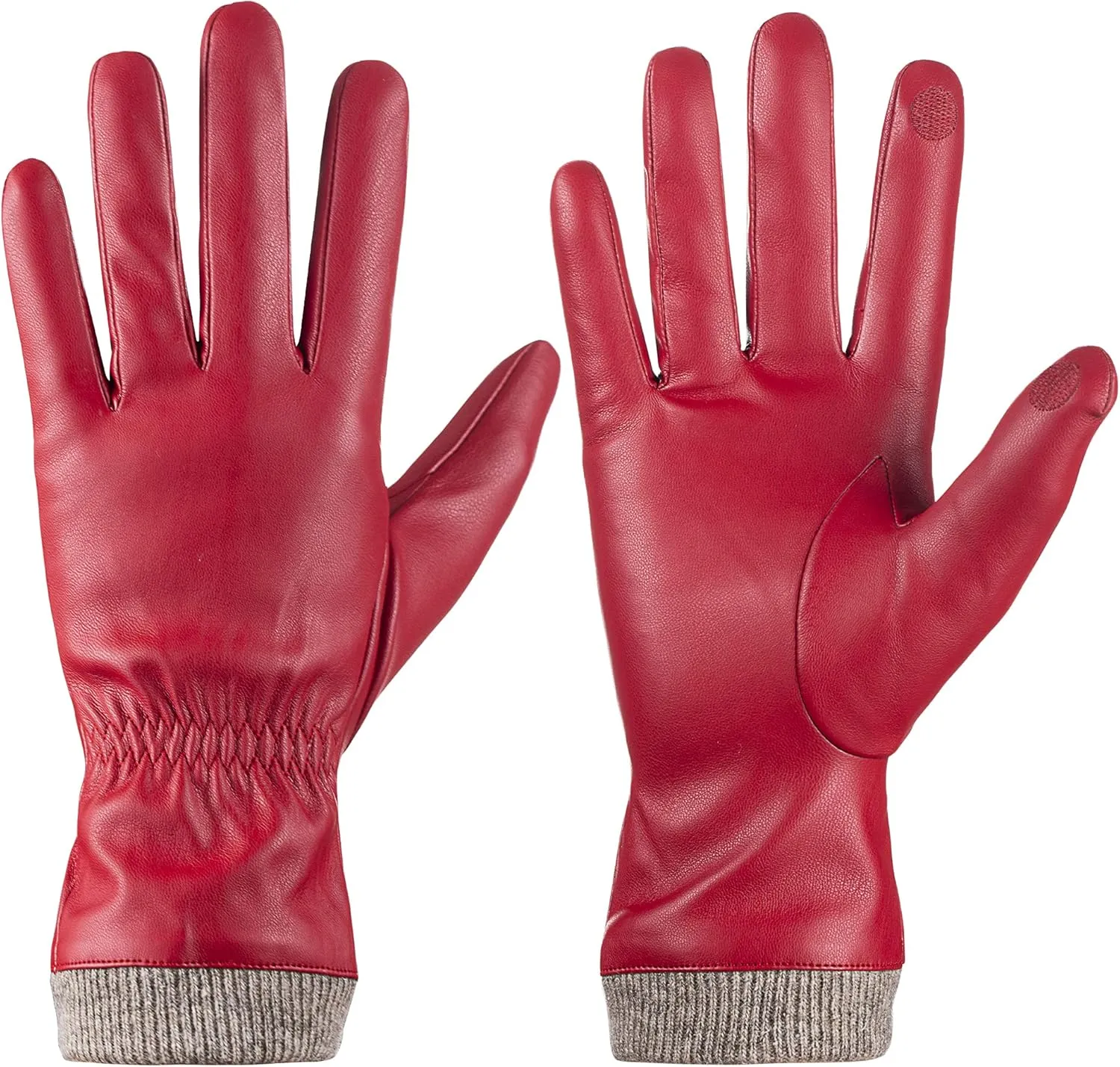 REDESS Winter Leather Gloves for Women, Wool Fleece Lined Warm Gloves, Touchscreen Texting Thick Thermal Snow Driving Gloves