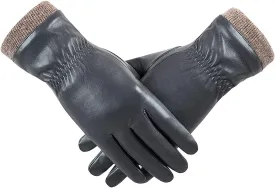 REDESS Winter Leather Gloves for Women, Wool Fleece Lined Warm Gloves, Touchscreen Texting Thick Thermal Snow Driving Gloves