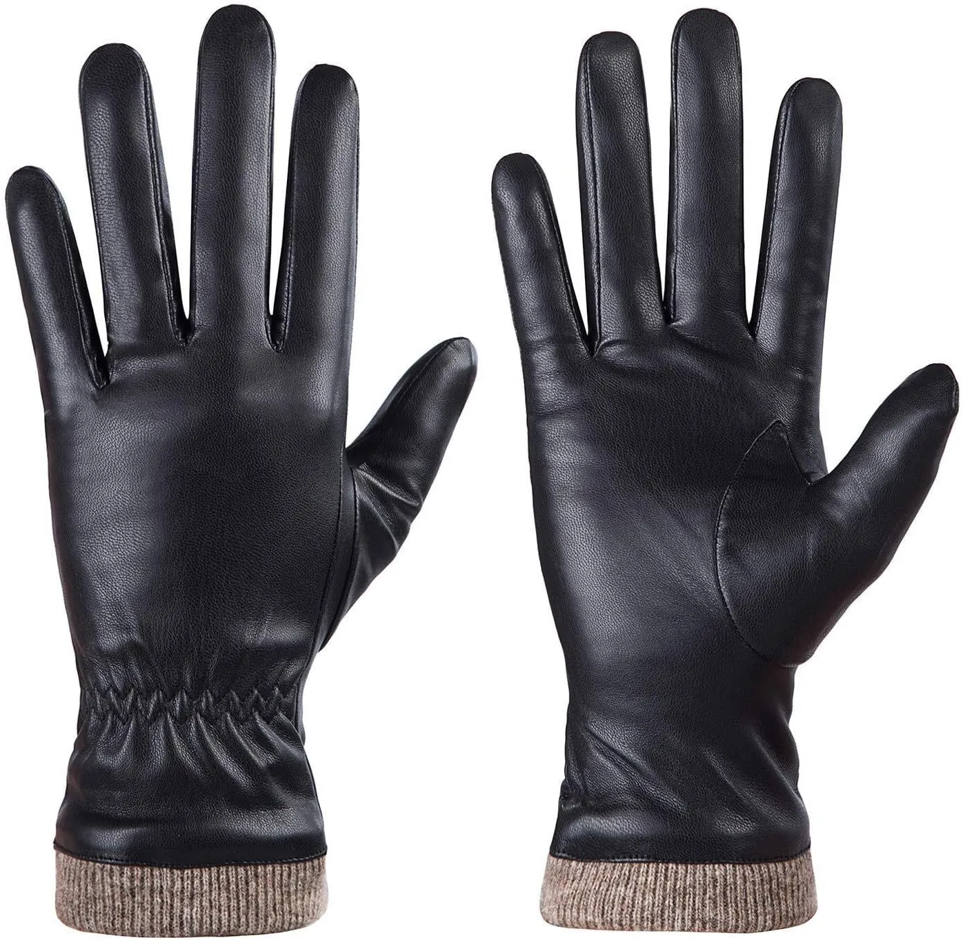 REDESS Winter Leather Gloves for Women, Wool Fleece Lined Warm Gloves, Touchscreen Texting Thick Thermal Snow Driving Gloves