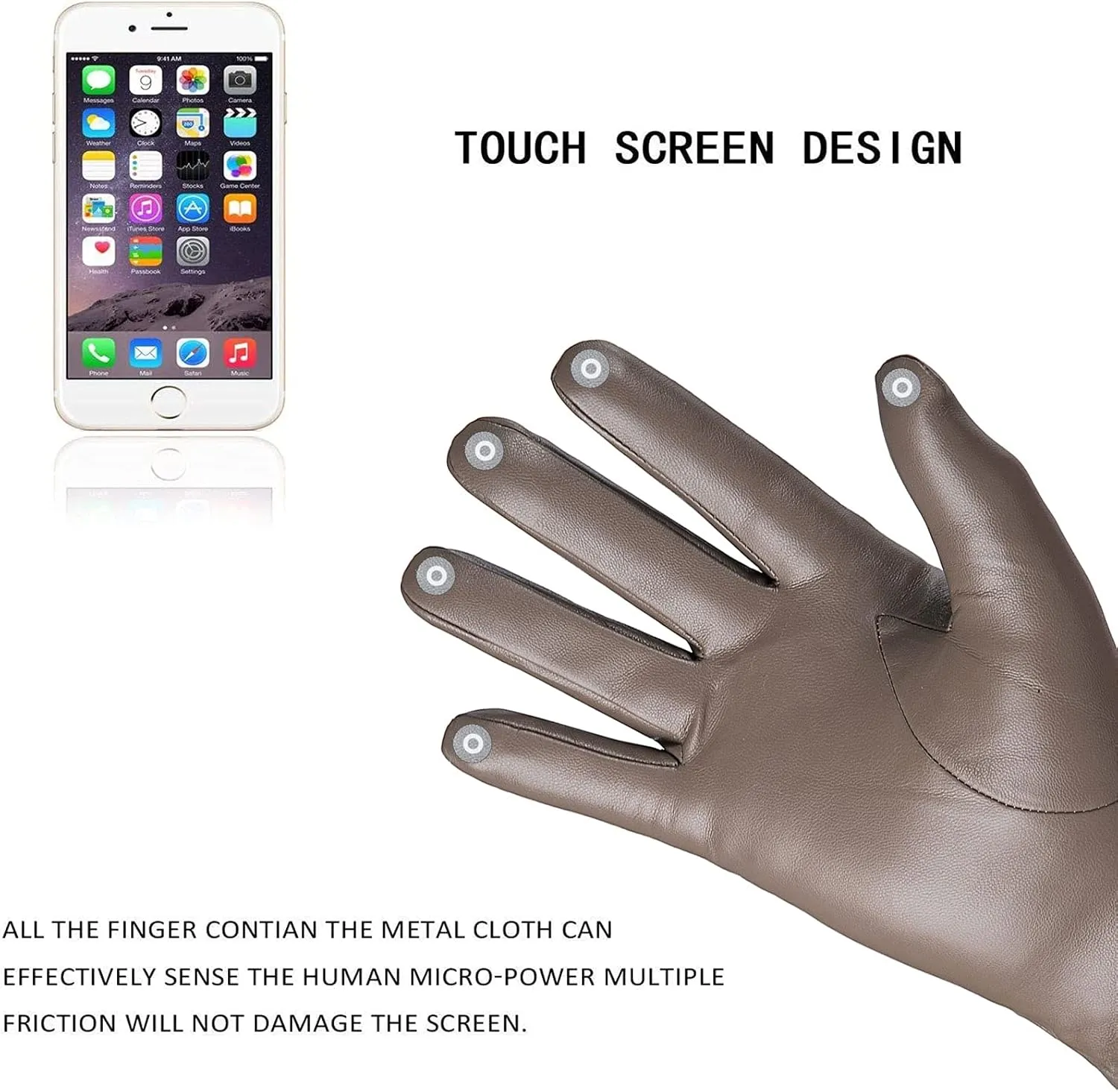 REDESS Winter Leather Gloves for Women, Wool Fleece Lined Warm Gloves, Touchscreen Texting Thick Thermal Snow Driving Gloves