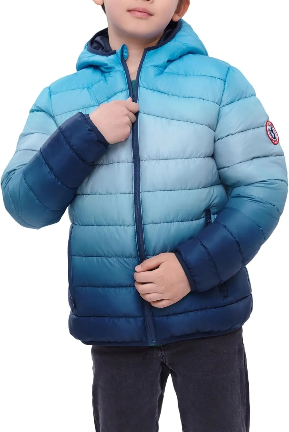 Rokka&Rolla Boys' Reversible Lightweight Puffer Jacket Hooded Water-Resistant Winter Coat
