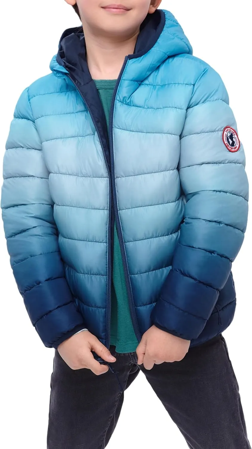 Rokka&Rolla Boys' Reversible Lightweight Puffer Jacket Hooded Water-Resistant Winter Coat
