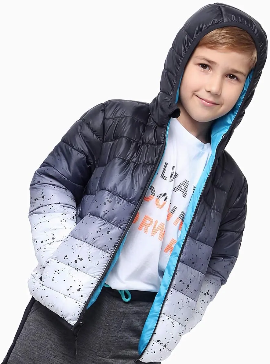 Rokka&Rolla Boys' Reversible Lightweight Puffer Jacket Hooded Water-Resistant Winter Coat
