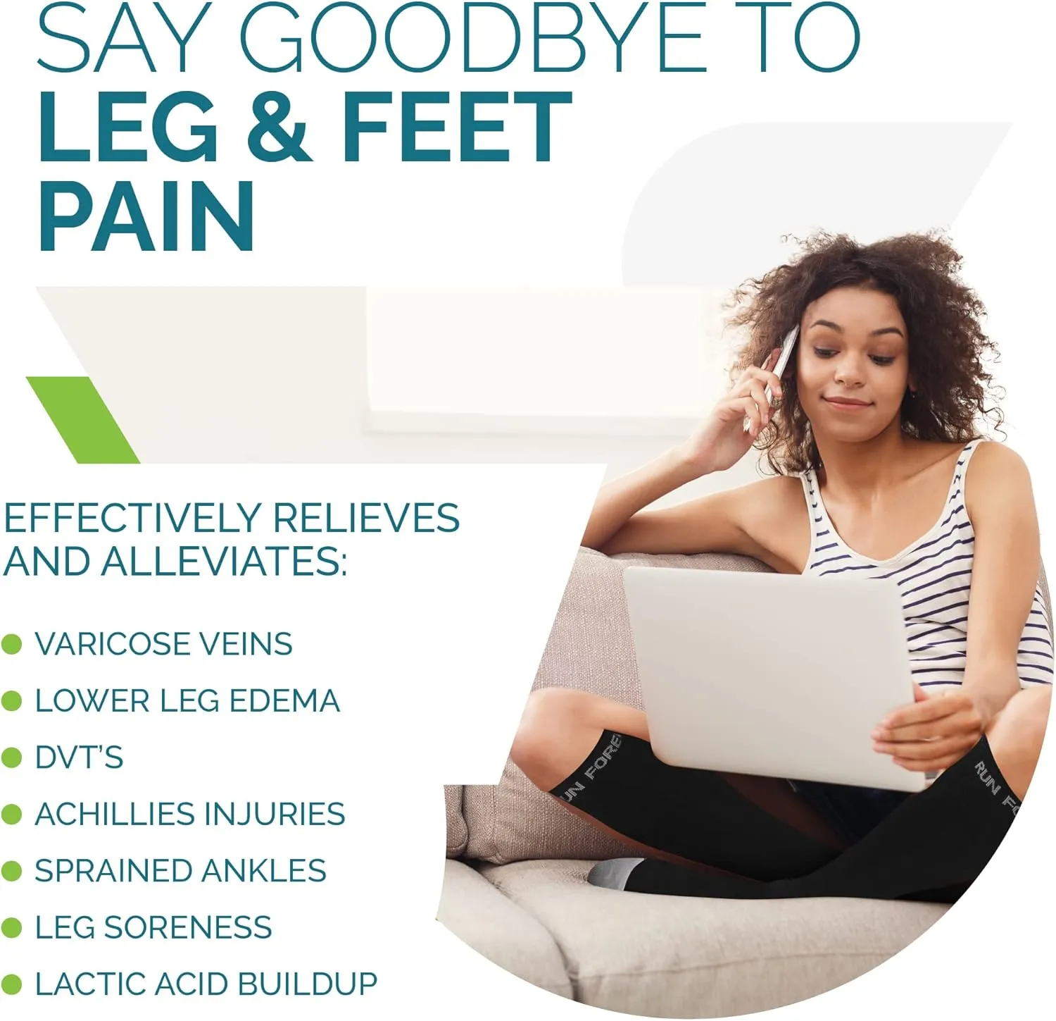 Run Forever Compression Socks for Men & Women 20-30mmHg Medical Grade Graduated Stockings