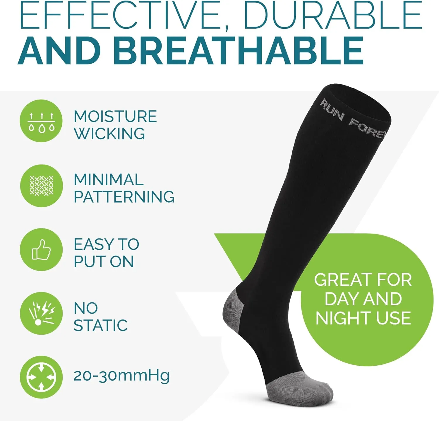 Run Forever Compression Socks for Men & Women 20-30mmHg Medical Grade Graduated Stockings