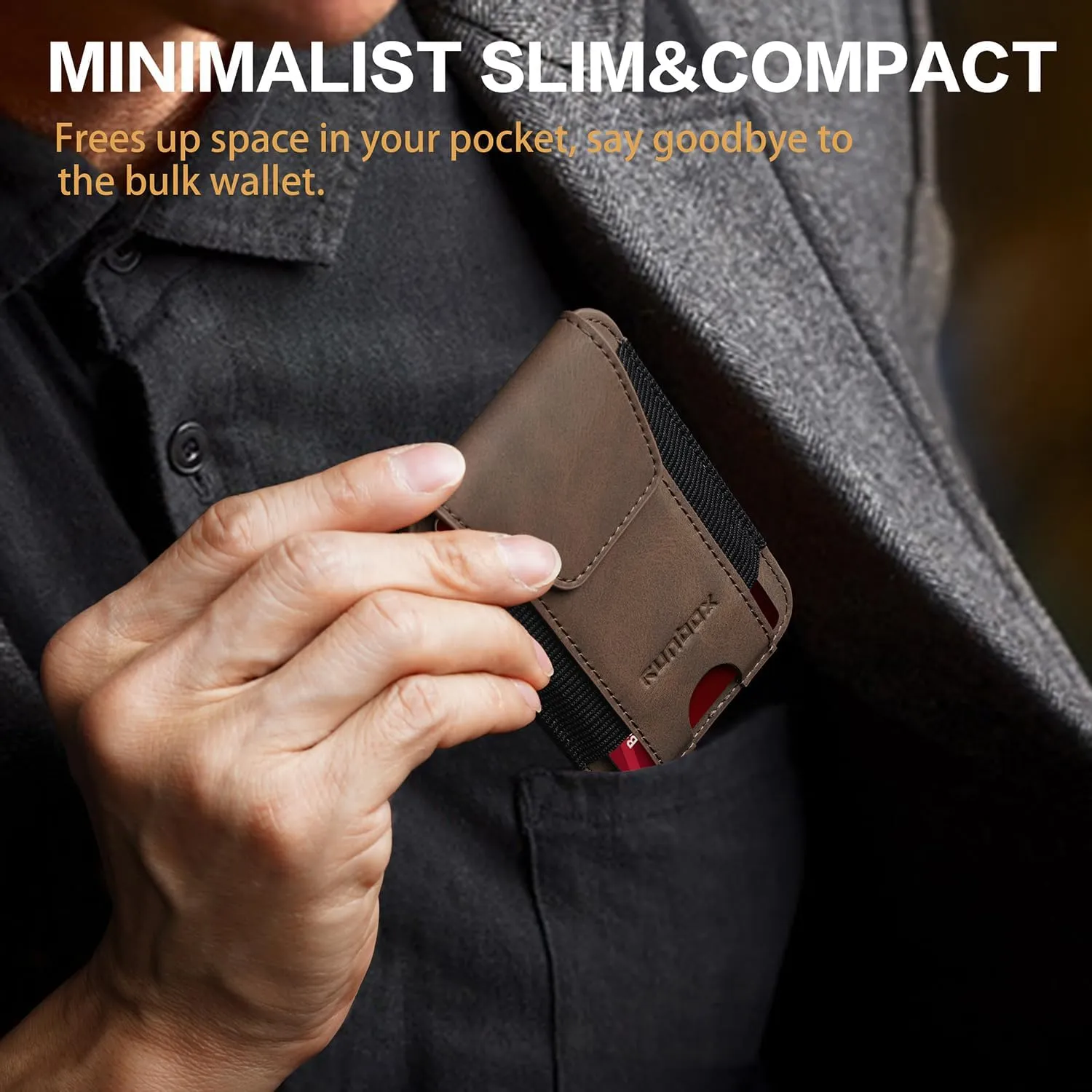 RUNBOX Wallet for Men 6-8 Cards With ID Window RFID Blocking Wallet Credit Card Holder Minimalist Front Pocket Gifts Ideal Choice