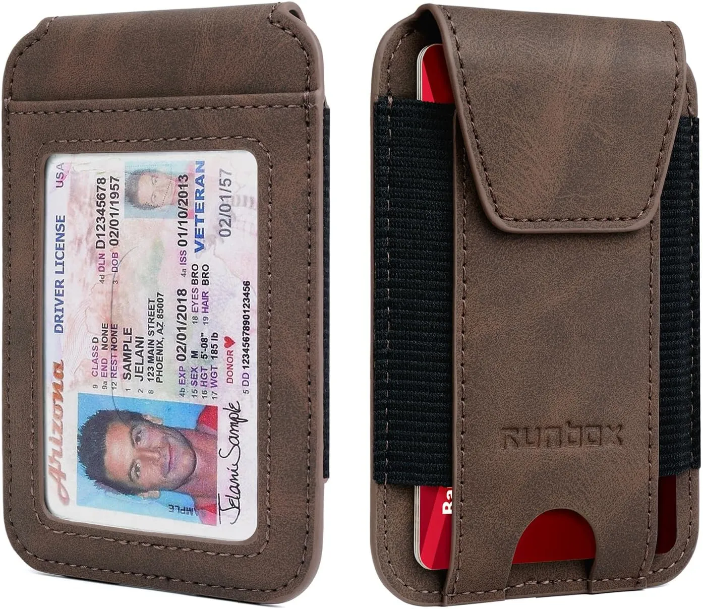 RUNBOX Wallet for Men 6-8 Cards With ID Window RFID Blocking Wallet Credit Card Holder Minimalist Front Pocket Gifts Ideal Choice