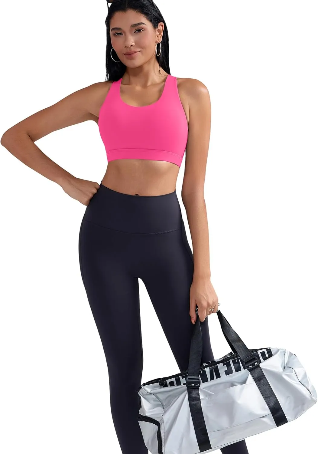 RUNNING GIRL Sports Bra for Women, Criss-Cross Back Padded Strappy Sports Bras Medium Support Yoga Bra with Removable Cups
