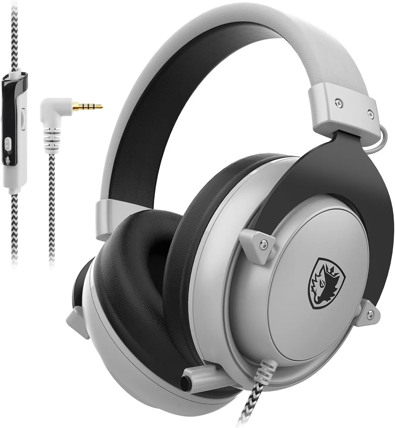 SADES MPOWER Stereo Gaming Headset for PS4, PC, Mobile, Noise Cancelling Over Ear Headphones with Retractable and Flexible Mic & Soft Memory Earmuffs for Laptop -Angel Edition (Grey)