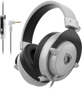 SADES MPOWER Stereo Gaming Headset for PS4, PC, Mobile, Noise Cancelling Over Ear Headphones with Retractable and Flexible Mic & Soft Memory Earmuffs for Laptop -Angel Edition (Grey)