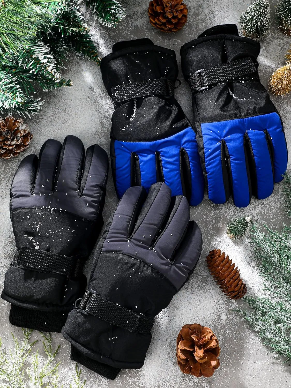SATINIOR 2 Pairs Kids Waterproof Winter Snow Gloves Ski Gloves for Boy Girl Outdoor Warm Thickening Snowboard