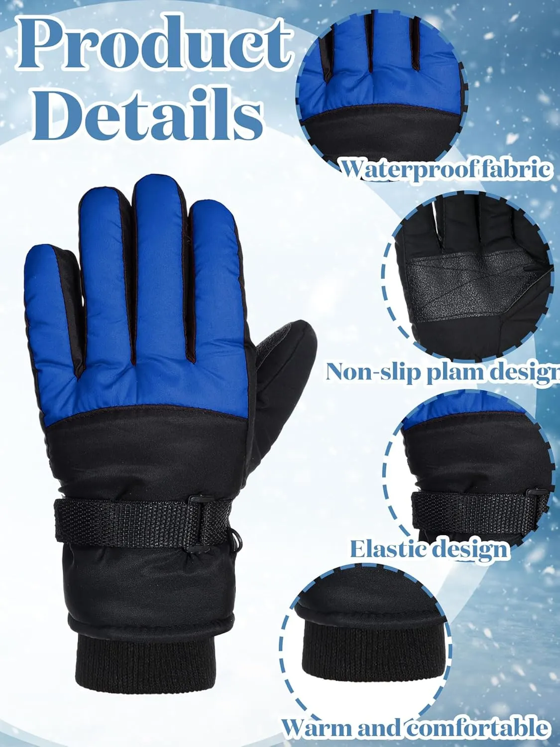 SATINIOR 2 Pairs Kids Waterproof Winter Snow Gloves Ski Gloves for Boy Girl Outdoor Warm Thickening Snowboard