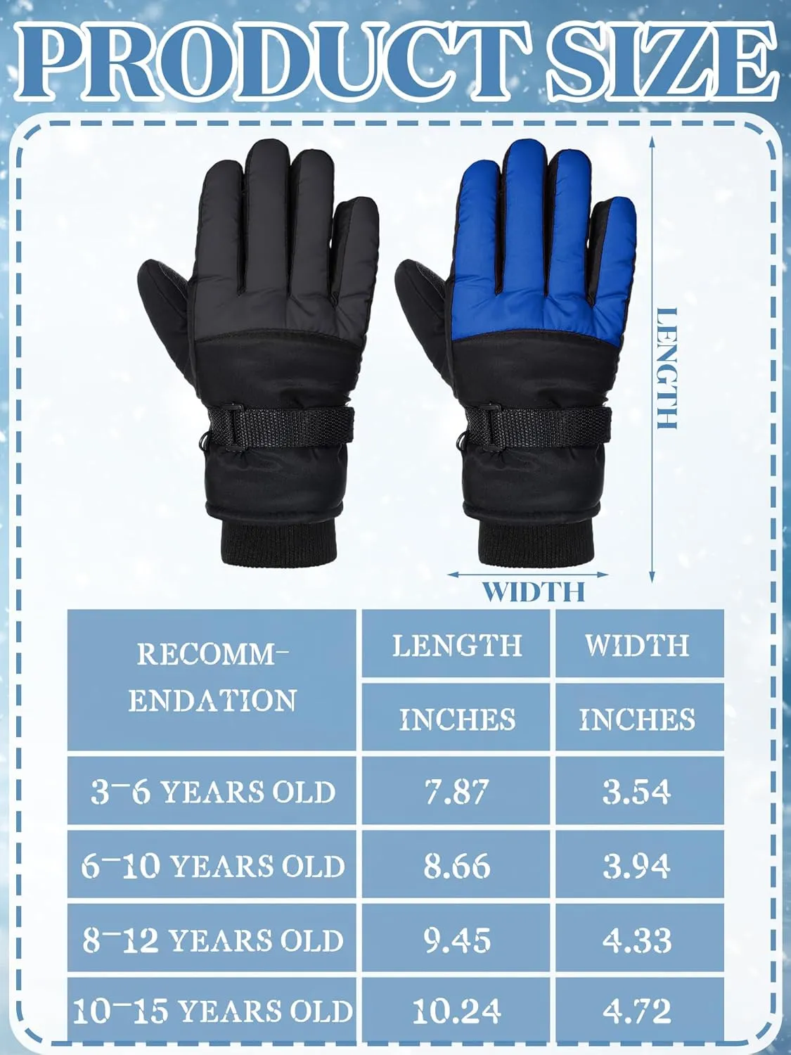 SATINIOR 2 Pairs Kids Waterproof Winter Snow Gloves Ski Gloves for Boy Girl Outdoor Warm Thickening Snowboard