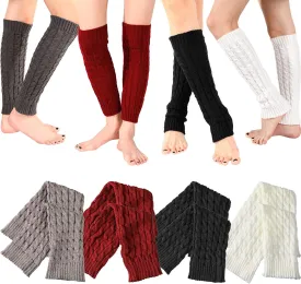 SATINIOR 4 Pairs Cable Knit Leg Warmers Women Winter Knitted Crochet Knee Boot Stockings Cuffs Long Legging Socks