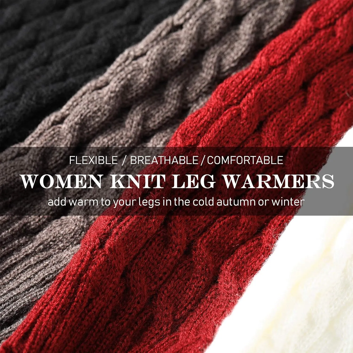 SATINIOR 4 Pairs Cable Knit Leg Warmers Women Winter Knitted Crochet Knee Boot Stockings Cuffs Long Legging Socks