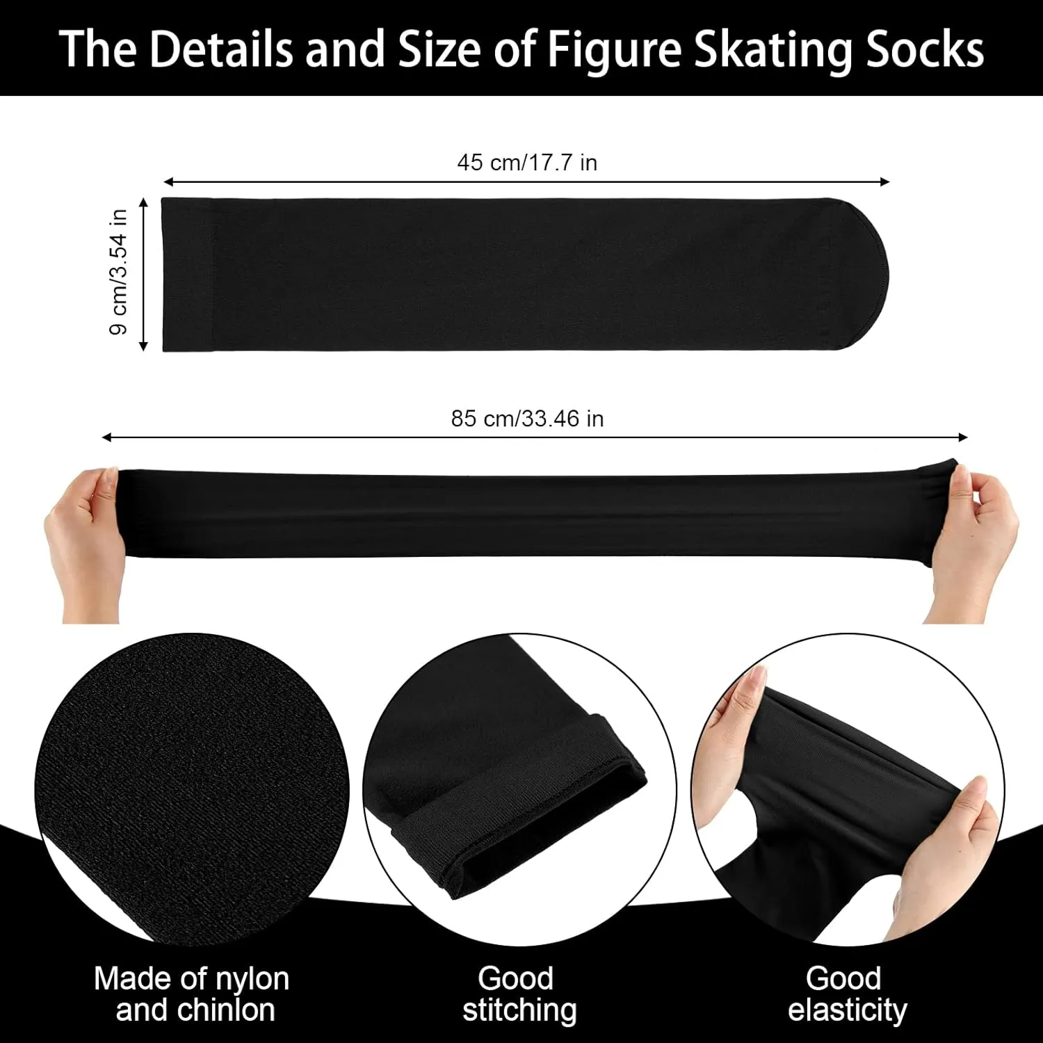 SATINIOR 6 Pairs Ice Skating Socks Roller Skating Socks High Tight Knee Nylon Roller Skate Sock Women Girl