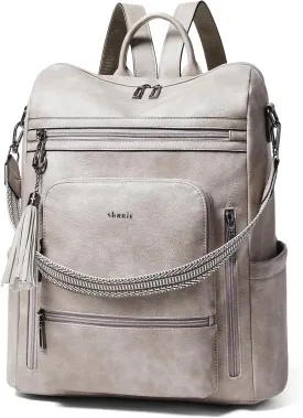 Shrrie Vegan Leather Laptop Backpack for Women 15.6 inch Work Backpack Fashion Travel Backpack Purse for Business College