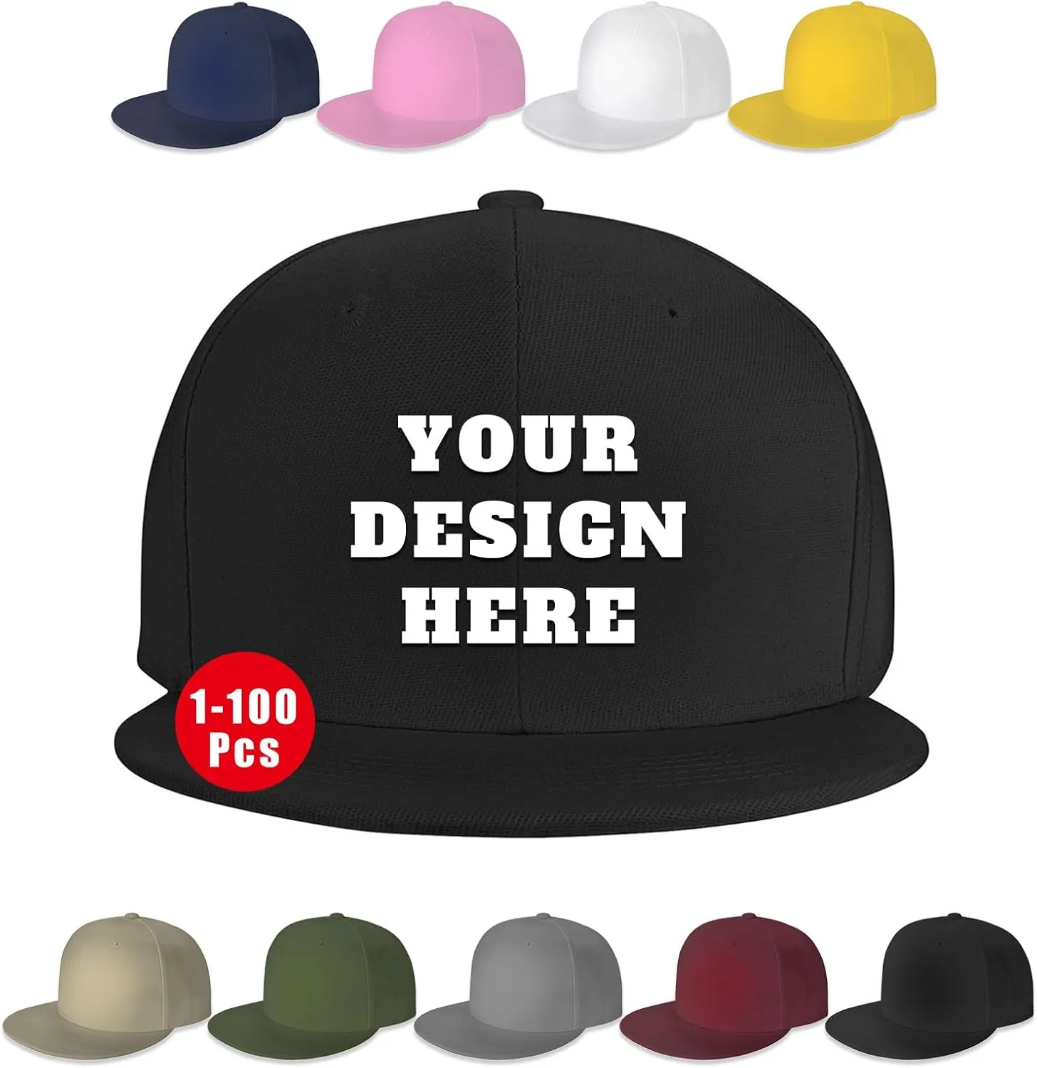 Snapback Hats for Men Women Custom Hat Flat Bill Baseball Cap Personalized Text Image Logo