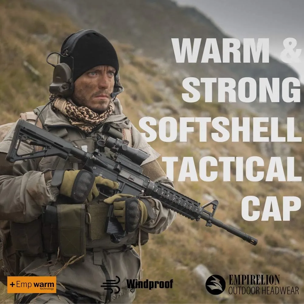 Softshell Winter Fleece Lined Beanie Hats, 9" Running Skull Cap Thermal Tactical Watch Cap Men Women