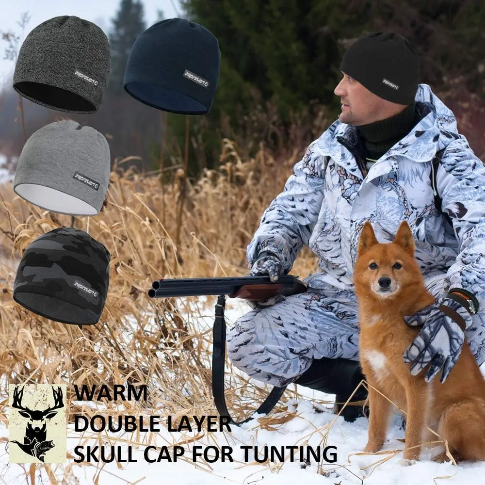 Softshell Winter Fleece Lined Beanie Hats, 9" Running Skull Cap Thermal Tactical Watch Cap Men Women