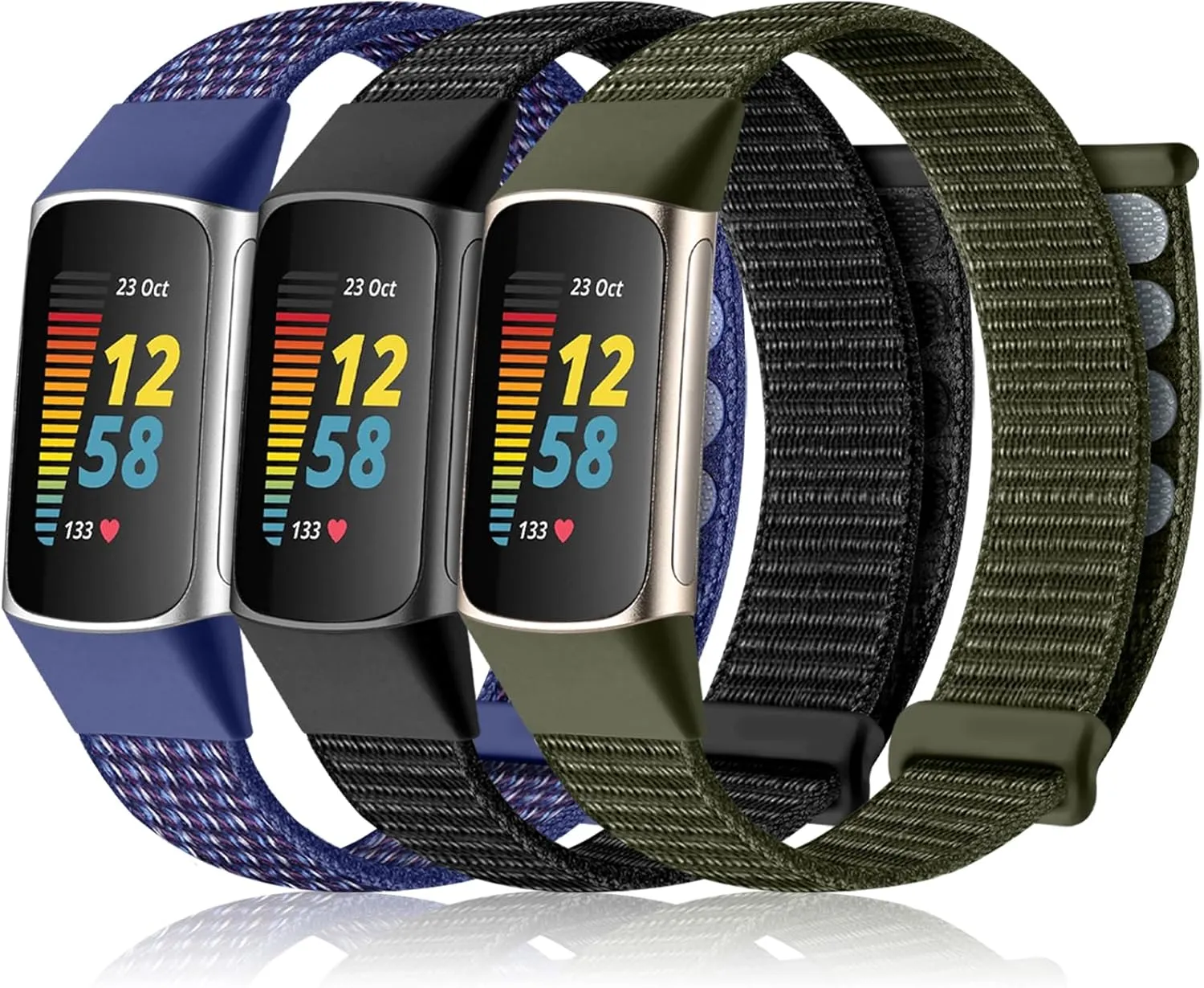 Sport Loop Compatible with Fitbit Charge 5 Band/Fitbit Charge 6 Bands for Men Women, Soft Stretchy Nylon Adjustable Replacement Strap Braided Breathable Wristband for Charge 5 6 Fitness Tracker