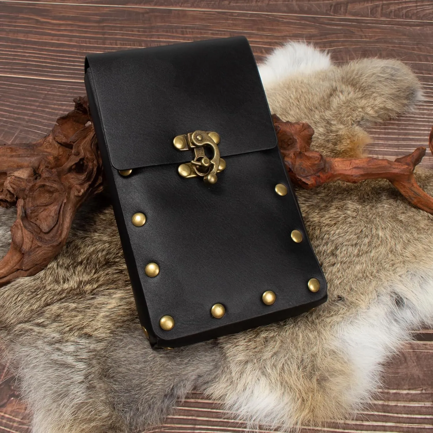 Steampunk Fashion Waist Bag Fanny Pack Belt Pouch Phone Purse Festival Medieval Renaissance Costume Retro Cosplay Accessory (1-Black)
