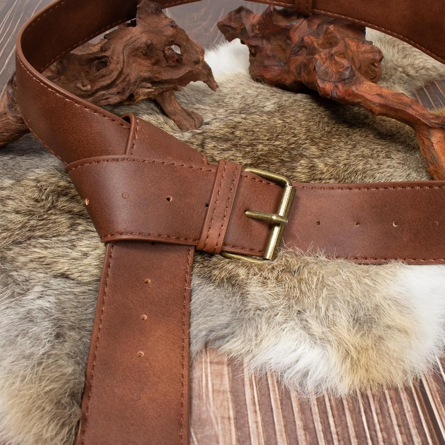 Steampunk Fashion Waist Bag Fanny Pack Belt Pouch Phone Purse Festival Medieval Renaissance Costume Retro Cosplay Accessory (1-Brown)