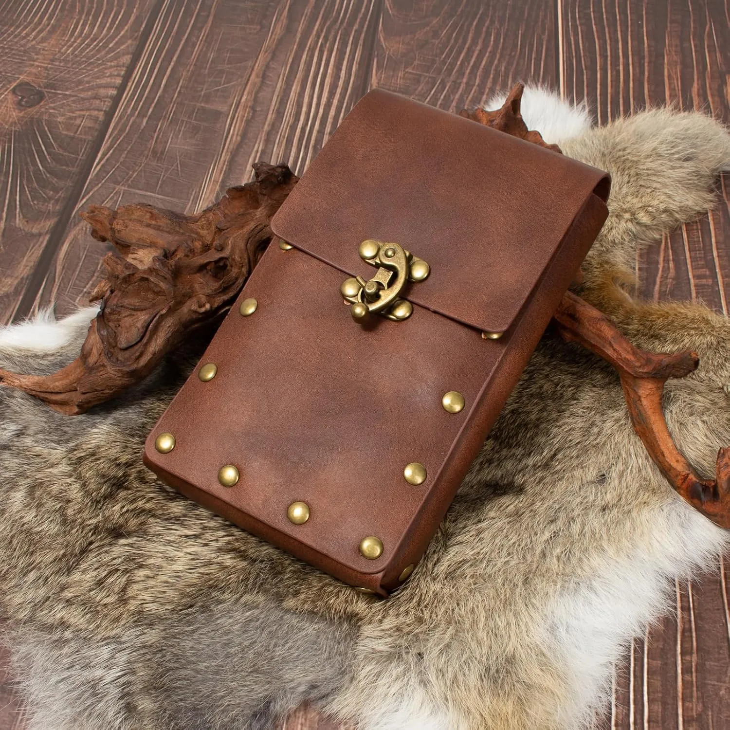 Steampunk Fashion Waist Bag Fanny Pack Belt Pouch Phone Purse Festival Medieval Renaissance Costume Retro Cosplay Accessory (1-Brown)