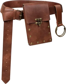 Steampunk Fashion Waist Bag Fanny Pack Belt Pouch Phone Purse Festival Medieval Renaissance Costume Retro Cosplay Accessory (1-Brown)