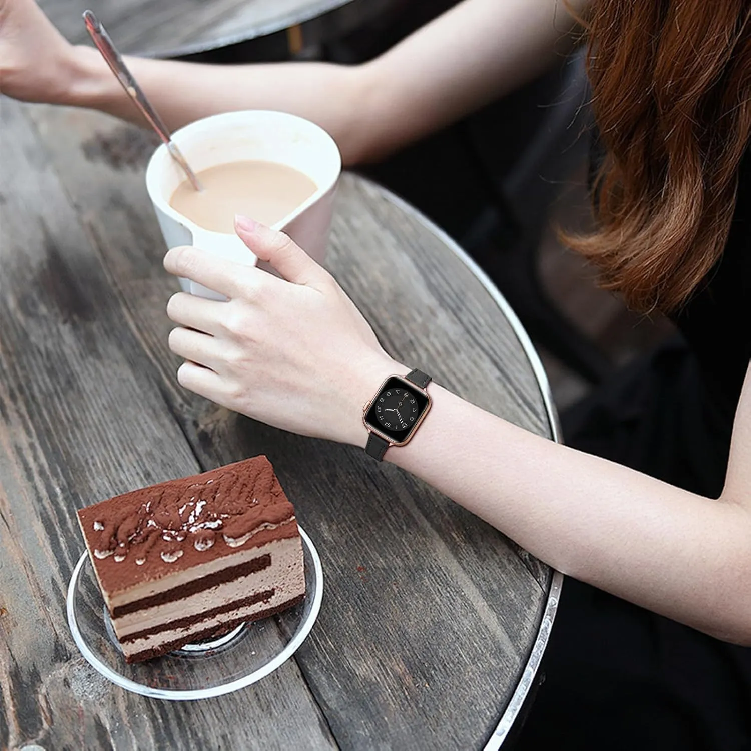 STIROLL Slim Leather Bands Compatible with Apple Watch Band 38mm 40mm 41mm 42mm 44mm 45mm 46mm 49mm, Top Grain Leather Watch Thin Wristband for iWatch Ultra SE Series 10/9/8/7/6/5/4/3/2/1