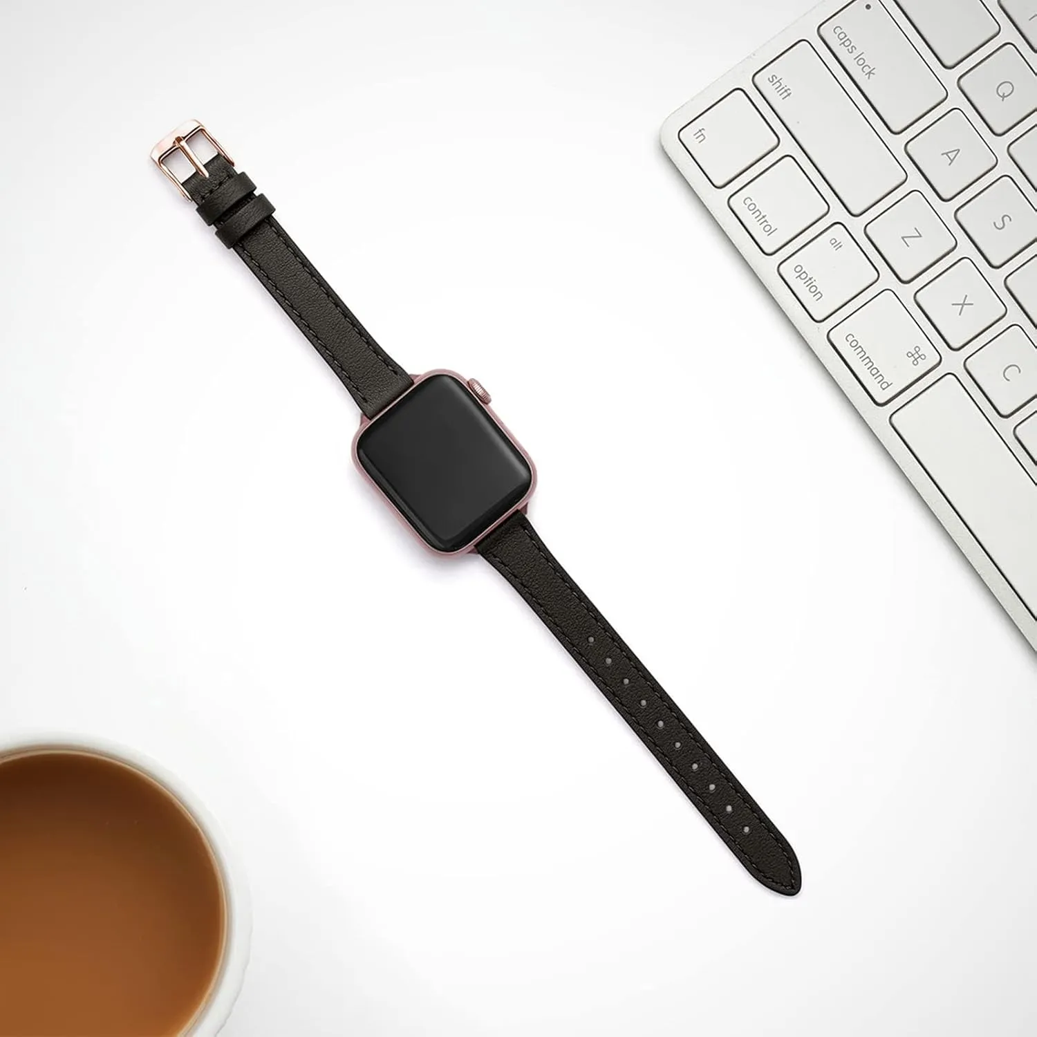 STIROLL Slim Leather Bands Compatible with Apple Watch Band 38mm 40mm 41mm 42mm 44mm 45mm 46mm 49mm, Top Grain Leather Watch Thin Wristband for iWatch Ultra SE Series 10/9/8/7/6/5/4/3/2/1
