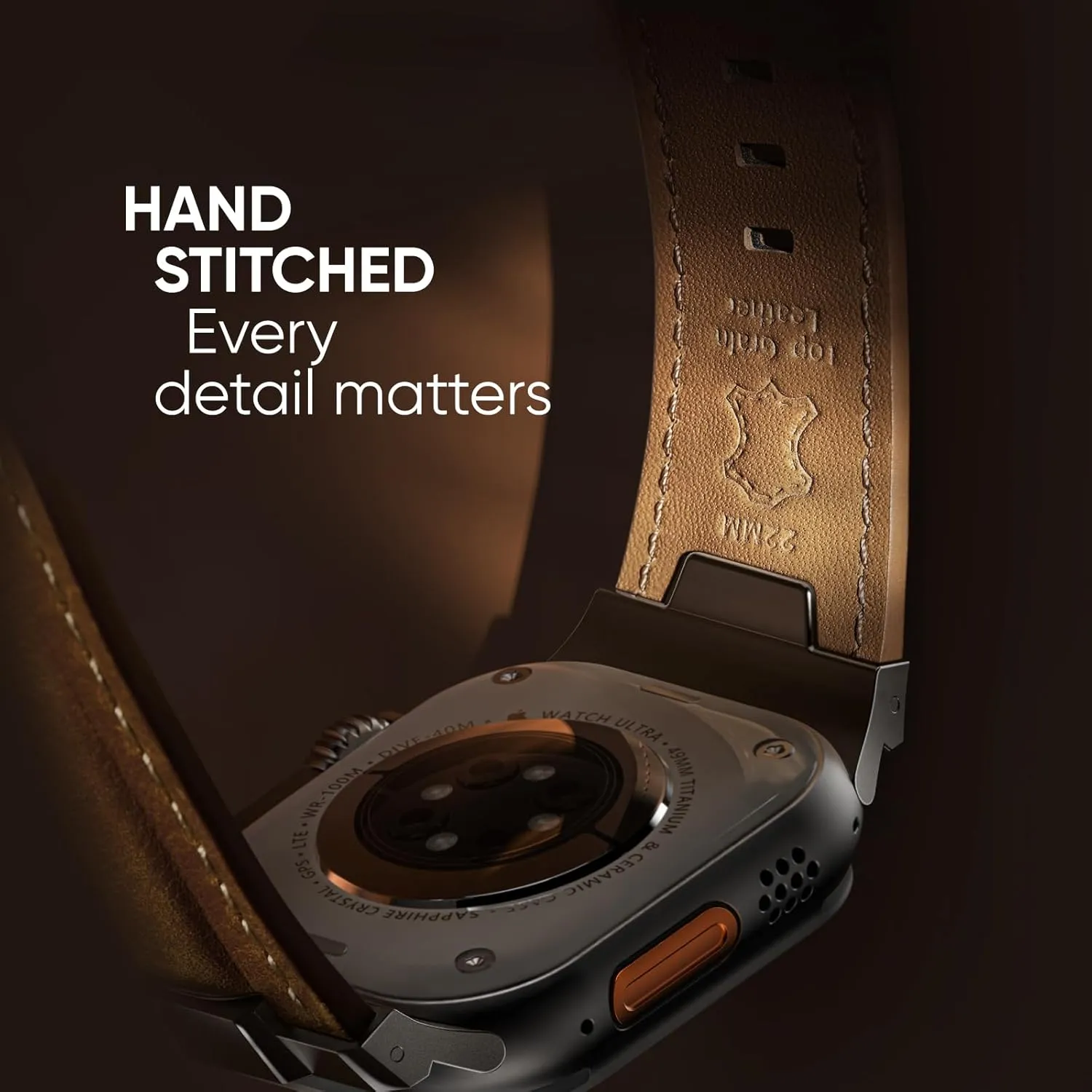 Suitisbest Leather Bands Compatible for Apple Watch Ultra Band 49mm 46mm 45mm 44mm 42mm, Genuine Leather Rugged Durable Matel Connector Replacement Strap for Women Men iWatch Ultra 10 9 8 7 6 5 4 3 SE