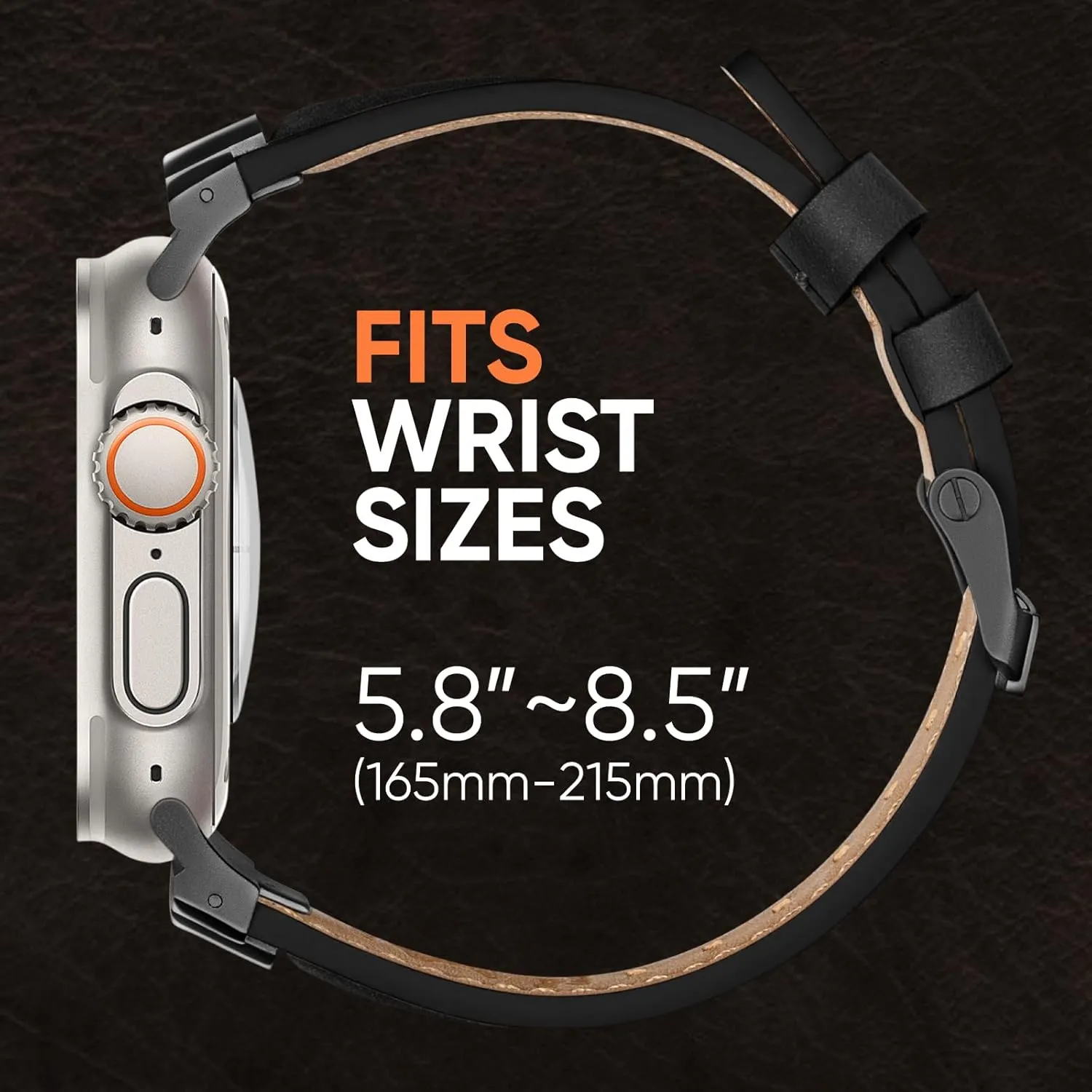 Suitisbest Leather Bands Compatible for Apple Watch Ultra Band 49mm 46mm 45mm 44mm 42mm, Genuine Leather Rugged Durable Matel Connector Replacement Strap for Women Men iWatch Ultra 10 9 8 7 6 5 4 3 SE