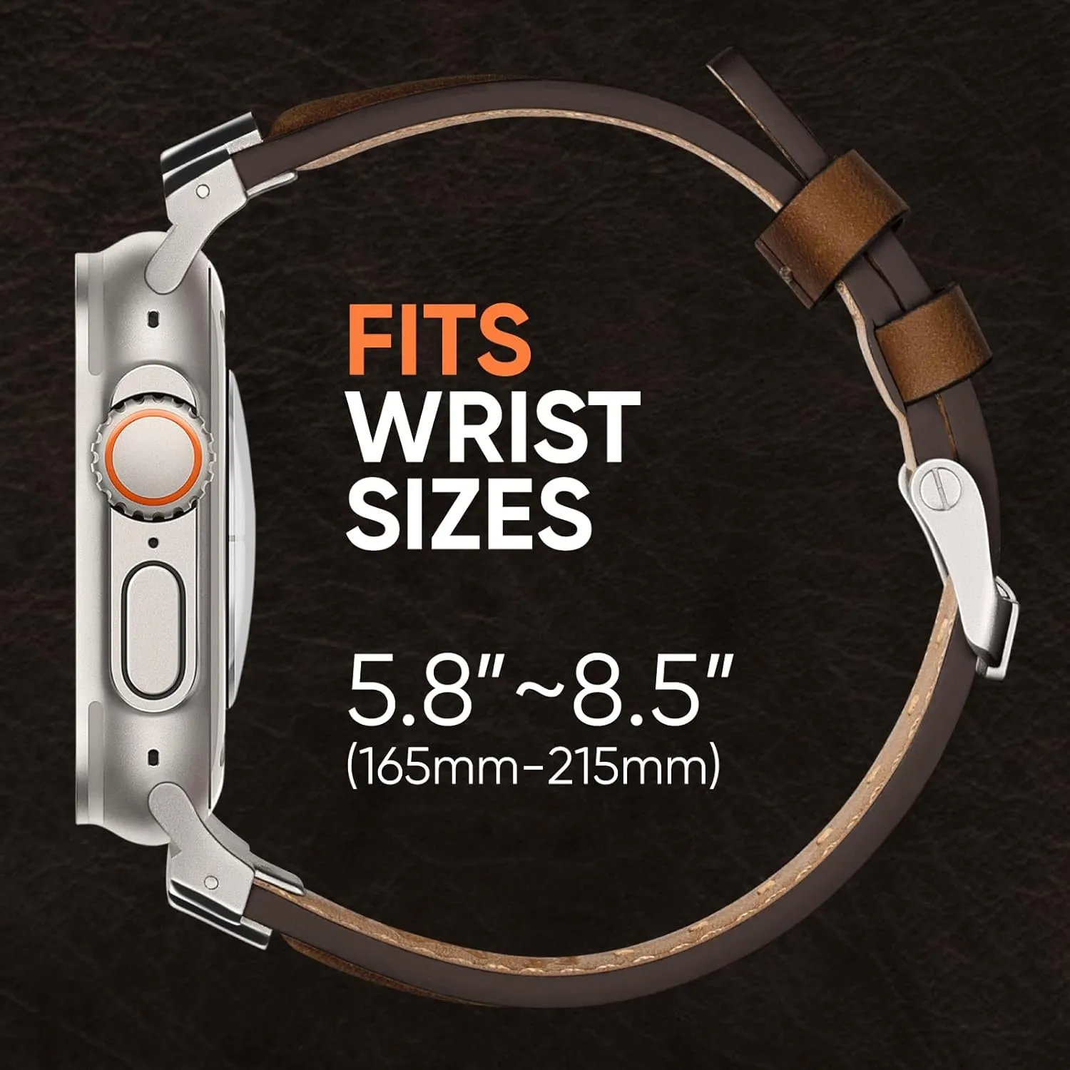 Suitisbest Leather Bands Compatible for Apple Watch Ultra Band 49mm 46mm 45mm 44mm 42mm, Genuine Leather Rugged Durable Matel Connector Replacement Strap for Women Men iWatch Ultra 10 9 8 7 6 5 4 3 SE