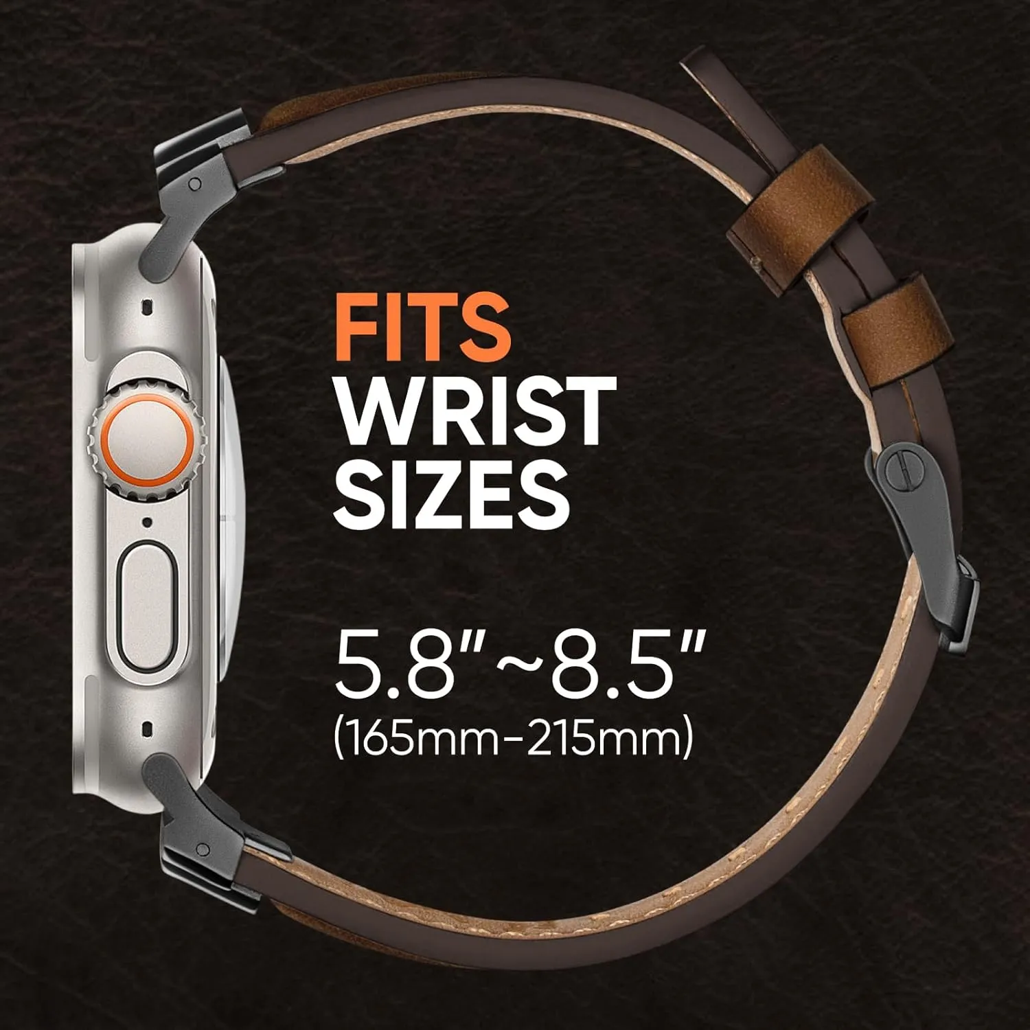 Suitisbest Leather Bands Compatible for Apple Watch Ultra Band 49mm 46mm 45mm 44mm 42mm, Genuine Leather Rugged Durable Matel Connector Replacement Strap for Women Men iWatch Ultra 10 9 8 7 6 5 4 3 SE