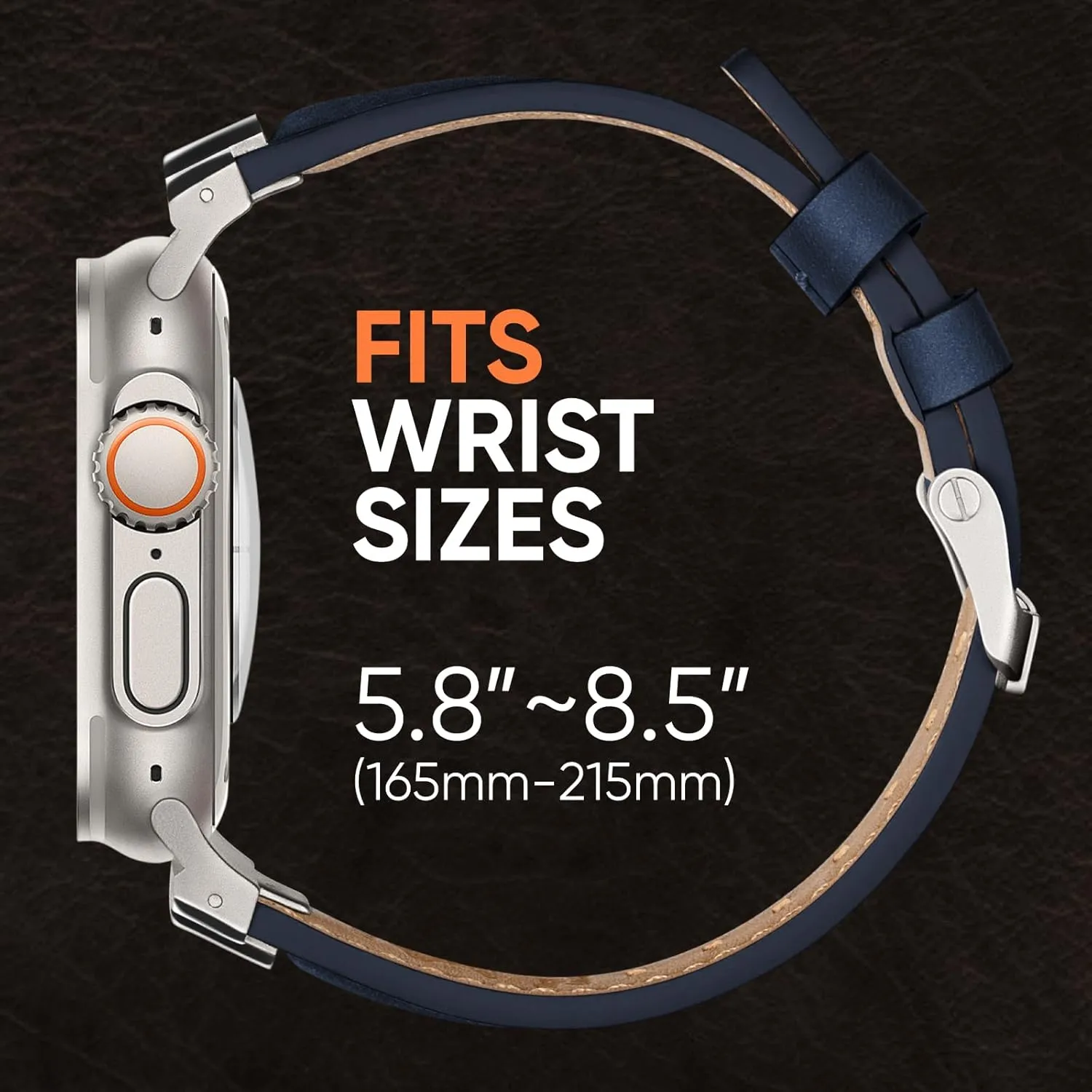 Suitisbest Leather Bands Compatible for Apple Watch Ultra Band 49mm 46mm 45mm 44mm 42mm, Genuine Leather Rugged Durable Matel Connector Replacement Strap for Women Men iWatch Ultra 10 9 8 7 6 5 4 3 SE