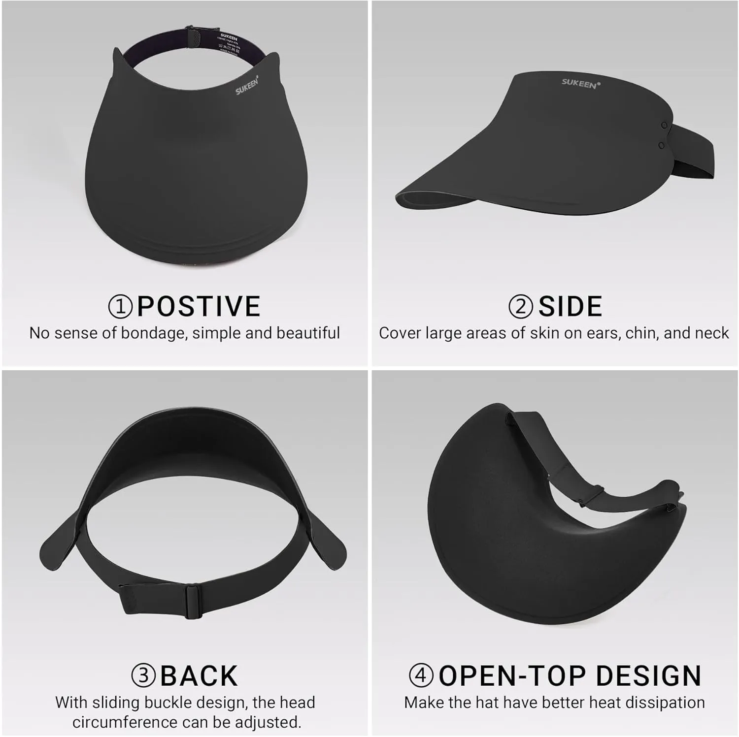 Sukeen Wide Brim Sun Visor Hat for Women Men,UPF50  Seamless Sun Hats Foldable Ponytail Beach Hats for Daily Outdoor Sport