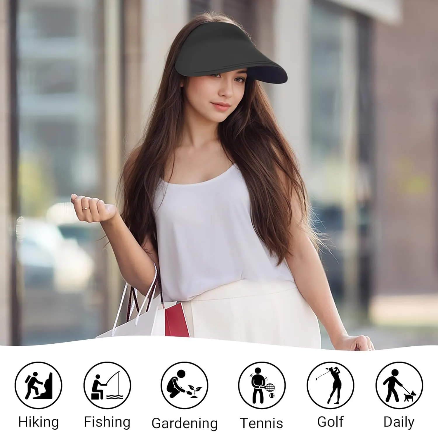 Sukeen Wide Brim Sun Visor Hat for Women Men,UPF50  Seamless Sun Hats Foldable Ponytail Beach Hats for Daily Outdoor Sport