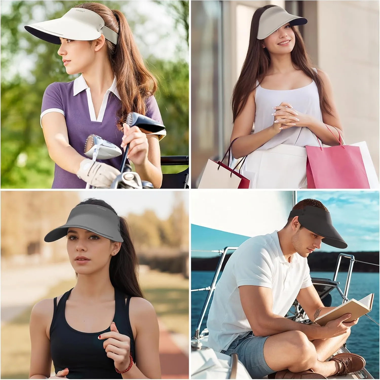 Sukeen Wide Brim Sun Visor Hat for Women Men,UPF50  Seamless Sun Hats Foldable Ponytail Beach Hats for Daily Outdoor Sport