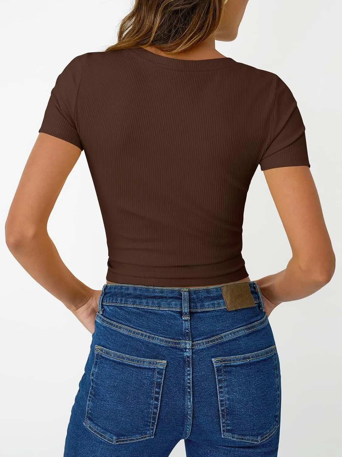 SUNBS 3 Pack Womens Short Sleeve Shirts Ribbed Knit Slim Fitted T-Shirt Summer Basic Tee 2025 Tops