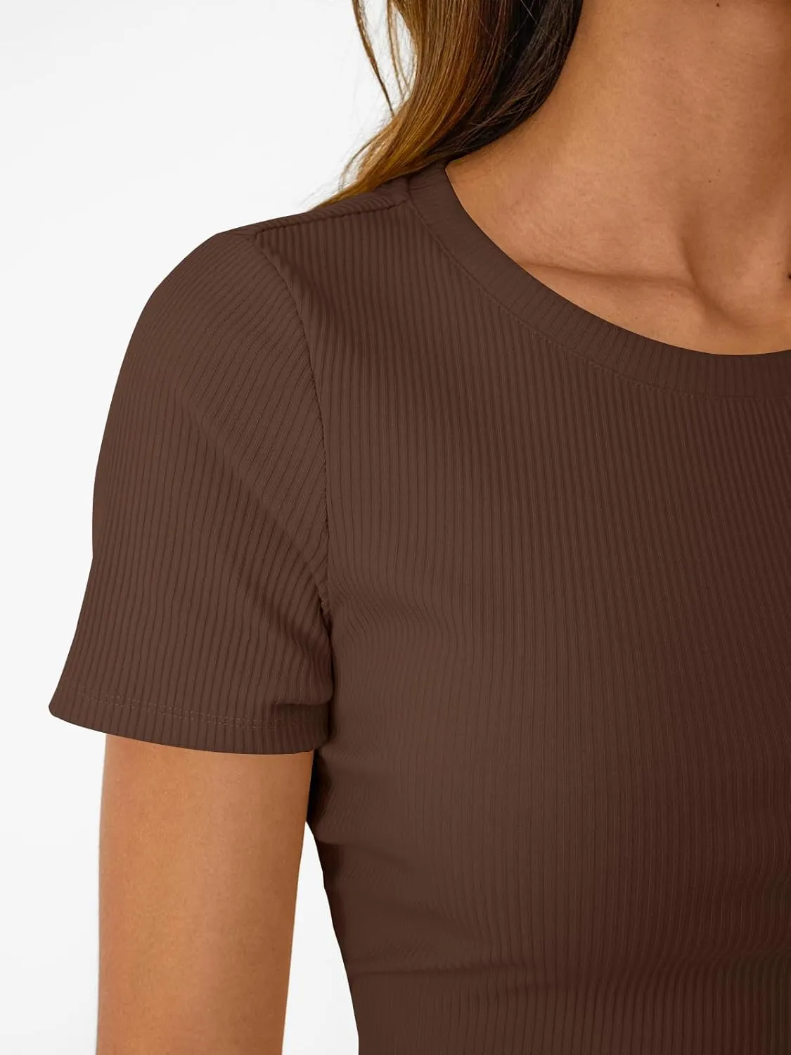 SUNBS 3 Pack Womens Short Sleeve Shirts Ribbed Knit Slim Fitted T-Shirt Summer Basic Tee 2025 Tops