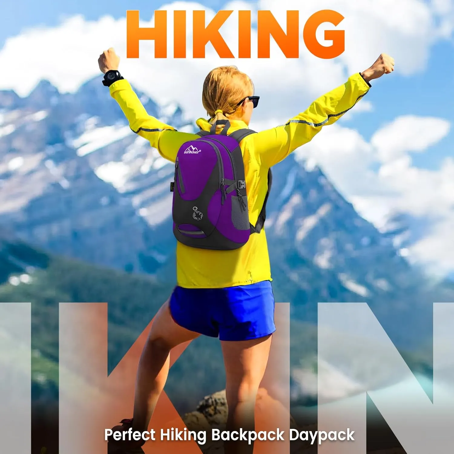 sunhiker Cycling Hiking Backpack Water Resistant Travel Backpack Lightweight SMALL Daypack M0714 (purple)