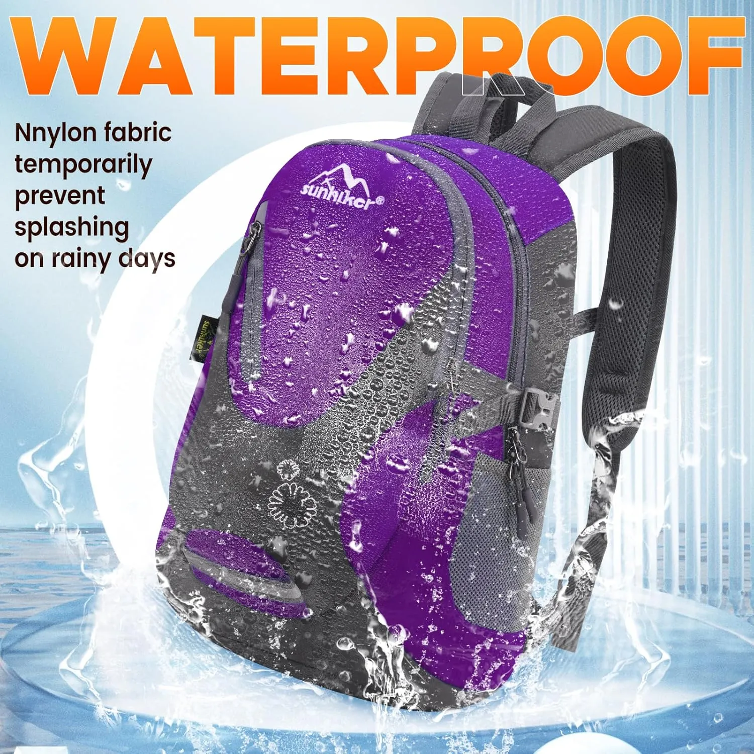 sunhiker Cycling Hiking Backpack Water Resistant Travel Backpack Lightweight SMALL Daypack M0714 (purple)