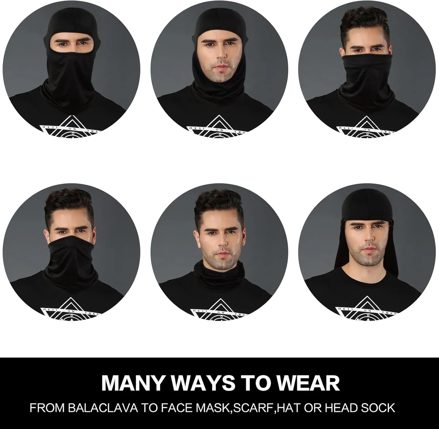 SUNLAND Balaclava Face Mask Motorcycle Cycling Bike Ski Bandana Hiking Skateboard Head Sock 3 Pack